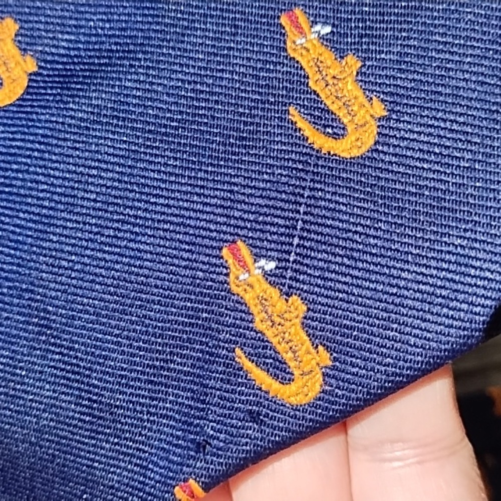 Navy & Orange Alligator Tie - Picture 4 of 10